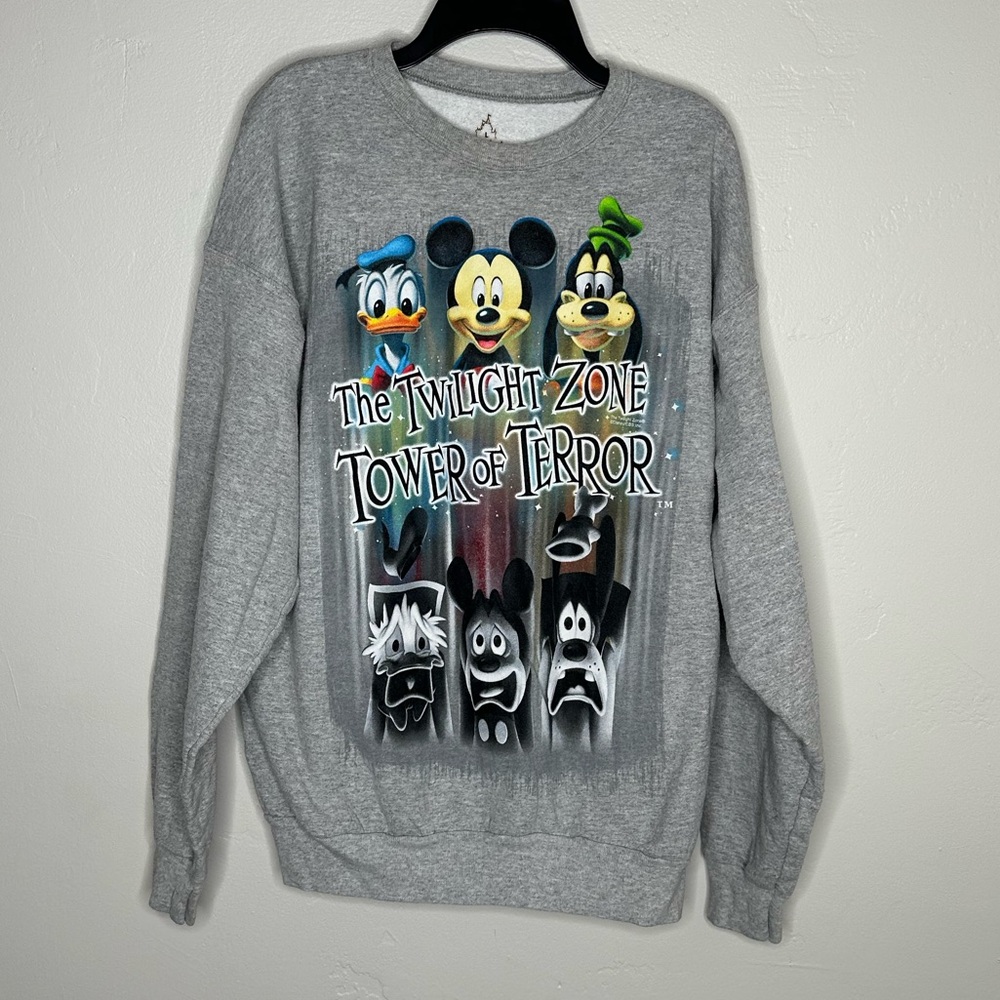 Vintage Hanes Disney Gray Crewneck Sweatshirt Tower of Terror